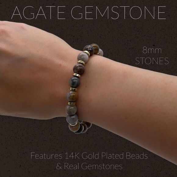 NWT Wool + Pepper Co. Agate Gemstone Bracelet - Picture 5 of 5